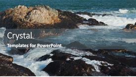  Presentation with waves - Theme enhanced with sea-waves-splash-against-rock background and a gray colored foreground