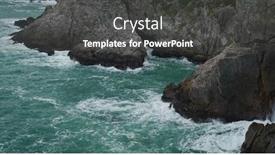  Presentation with stormy sea waves - Amazing presentation theme having sea-waves-splash-against-rock backdrop and a dark gray colored foreground