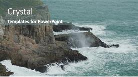  Presentation with splash - Beautiful presentation theme featuring sea-waves-splash-against-rock backdrop and a gray colored foreground