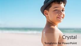  Presentation with sea sun - Audience pleasing slides consisting of sea wearing blue panama backdrop and a coral colored foreground