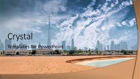  Presentation with khalifa - Beautiful PPT layouts featuring sea with burj khalifa backdrop and a light blue colored foreground