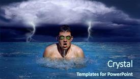  Presentation with blue sky - Theme enhanced with sea with clouds and lightning background and a ocean colored foreground