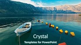  Presentation with boat - Slides consisting of sea with row of buoy background and a ocean colored foreground