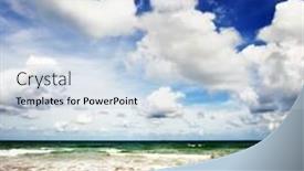  Presentation with blue waves - Colorful theme enhanced with sea with waves and blue sky with fluffy clouds backdrop and a light blue colored foreground