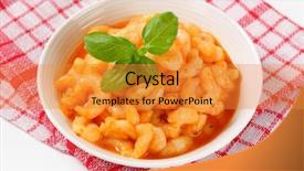  Presentation with frame of healthy spicy food - Colorful presentation design enhanced with sea worms - bowl of flavored shrimps backdrop and a gold colored foreground