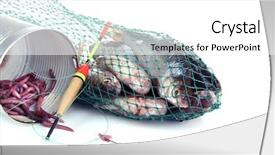  Presentation with sea fishing - Cool new slide set with sea worms - fishes in fishing net isolated backdrop and a white colored foreground