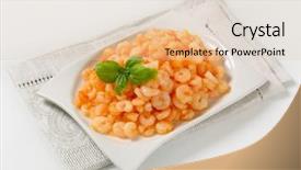  Presentation with plate boundaries - Presentation design with sea worms - plate of flavored shrimps background and a  colored foreground