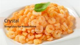  Presentation with shrimps - Slide set consisting of sea worms - plate of flavored spicy shrimps background and a gold colored foreground