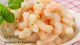  Presentation with shrimps - Beautiful presentation featuring sea worms - portion of shrimps in herb backdrop and a  colored foreground