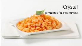  Presentation with betel leaf - Beautiful slide set featuring sea worms - spiced shrimp salad with basil backdrop and a sky blue colored foreground