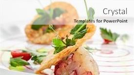  Presentation with fine dining - Colorful PPT layouts enhanced with seabass-tartare-with-fresh-strawberry backdrop and a white colored foreground