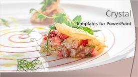  Presentation with fine dining - Cool new slides with seabass-tartare-with-fresh-strawberry backdrop and a white colored foreground