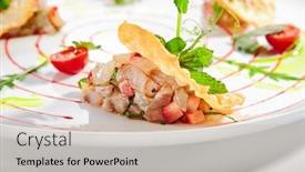  Presentation with fine dining - Slide set featuring seabass-tartare-with-fresh-strawberry background and a mint green colored foreground