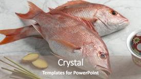  Presentation with ready - Amazing PPT theme having seafish - fresh red snappers ready backdrop and a coral colored foreground