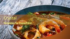  Presentation with seafood - Presentation theme featuring seafood-and-fish-soup background and a tawny brown colored foreground