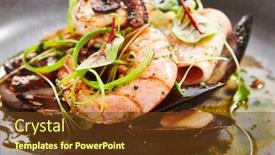  Presentation with octopus - Slide deck with seafood-assorted-closeup-view-octopus background and a tawny brown colored foreground