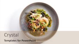  Presentation with asian food - Slide set featuring seafood-assorted-closeup-view-octopus background and a coral colored foreground