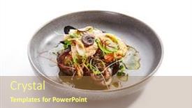  Presentation with asian food - PPT theme consisting of seafood-assorted-side-view-octopus background and a red colored foreground