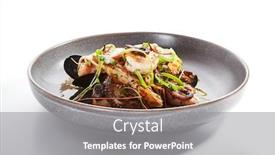  Presentation with octopus - Amazing PPT theme having seafood-assorted-side-view-octopus backdrop and a gray colored foreground