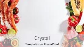  Presentation with crustacean - Beautiful PPT theme featuring seafood-background-with-crab-shrimp backdrop and a sky blue colored foreground