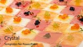  Presentation with caviar - Cool new theme with seafood carpaccio salmon tuna and scallop with various type of caviar backdrop and a yellow colored foreground