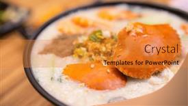  Presentation with rice congee - Slide set with seafood-crab-congee-rice-bowl background and a gold colored foreground