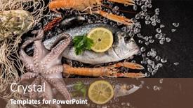  Presentation with salmon fish - Cool new PPT theme with seafood-crab-prawns-fish-salmon backdrop and a tawny brown colored foreground