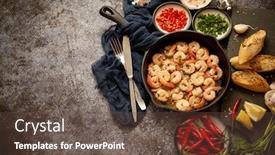  Presentation with lemon wine - Cool new slide set with seafood-dinner-grilled-shrimps backdrop and a tawny brown colored foreground