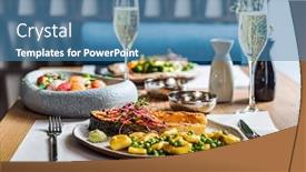  Presentation with dinner - Presentation theme enhanced with seafood-dinner-in-the-restaurant background and a teal colored foreground