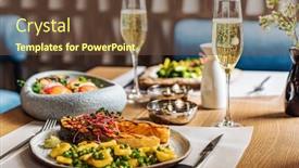  Presentation with dinner - Beautiful presentation theme featuring seafood-dinner-in-the-restaurant backdrop and a tawny brown colored foreground