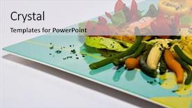  Presentation with food fish - Presentation design featuring seafood free - fish and vegetables platter food background and a white colored foreground