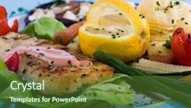  Presentation with food fish - Presentation having seafood free - fish and vegetables platter food background and a tawny brown colored foreground