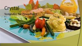  Presentation with food fish - Audience pleasing presentation theme consisting of seafood free - fish and vegetables platter food backdrop and a gold colored foreground