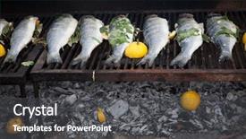  Presentation with mediterranean - Audience pleasing PPT theme consisting of seafood free - mediterranean fish cooking backdrop and a  colored foreground