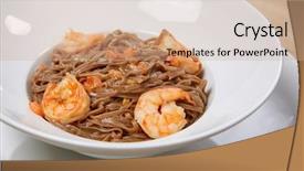  Presentation with korean food instant noodle - Colorful slide deck enhanced with seafood free - noodle with shrimps backdrop and a  colored foreground