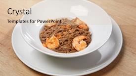  Presentation with korean food instant noodle - Amazing PPT layouts having seafood free - noodle with shrimps backdrop and a  colored foreground