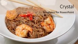  Presentation with korean food instant noodle - Beautiful theme featuring seafood free - noodle with shrimps backdrop and a  colored foreground
