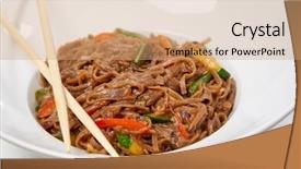  Presentation with noodle - Theme with seafood free - noodle with vegetables background and a  colored foreground