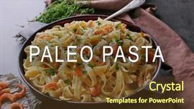  Presentation with free food - Amazing slide deck having seafood free - paleo pasta and healthy food backdrop and a  colored foreground