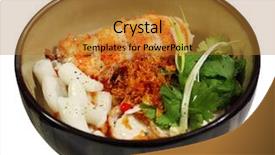  Presentation with free food - Colorful PPT theme enhanced with seafood free - sea food with rice penne backdrop and a gold colored foreground