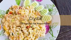  Presentation with rice - PPT theme consisting of seafood fried rice background and a yellow colored foreground