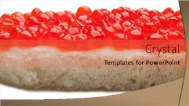  Presentation with caviar - PPT theme with seafood-gourmet-snack-red-fish background and a coral colored foreground