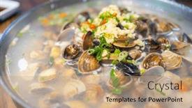  Presentation with clam - Presentation theme featuring seafood-hot-pot-with-clam background and a coral colored foreground
