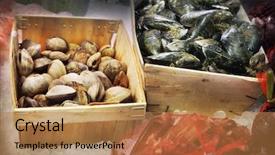  Presentation with seafood - Audience pleasing slides consisting of seafood in a fish market backdrop and a coral colored foreground