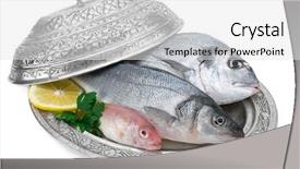  Presentation with seafood - Slide set consisting of seafood-in-authentic-restaurant-cloche background and a white colored foreground