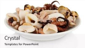  Presentation with seafood - Cool new presentation theme with seafood in bowl isolated on white backdrop and a white colored foreground