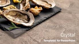  Presentation with seafood - Theme featuring seafood-luxury-set-of-fresh background and a coral colored foreground