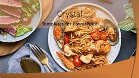  Presentation with clams - Slide deck enhanced with seafood-marinara-pasta-with-clams background and a coral colored foreground