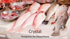  Presentation with hong kong stock market - Beautiful presentation theme featuring seafood market in hong kong backdrop and a  colored foreground