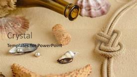  Presentation with sand ocean - Amazing PPT theme having seafood-on-a-background backdrop and a coral colored foreground